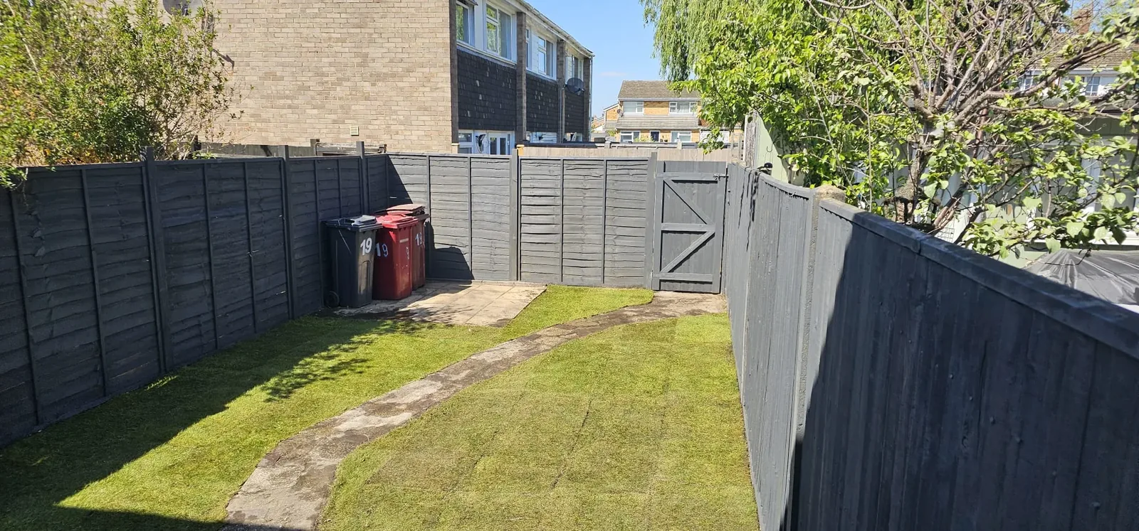 After: newly laid artificial grass lawn in an Oxfordshire garden