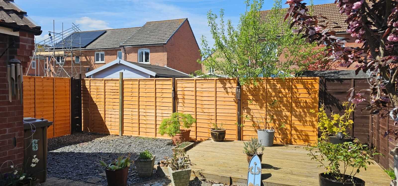 New wooden fence installation at an Oxfordshire property — completed by JP Garden Maintenance