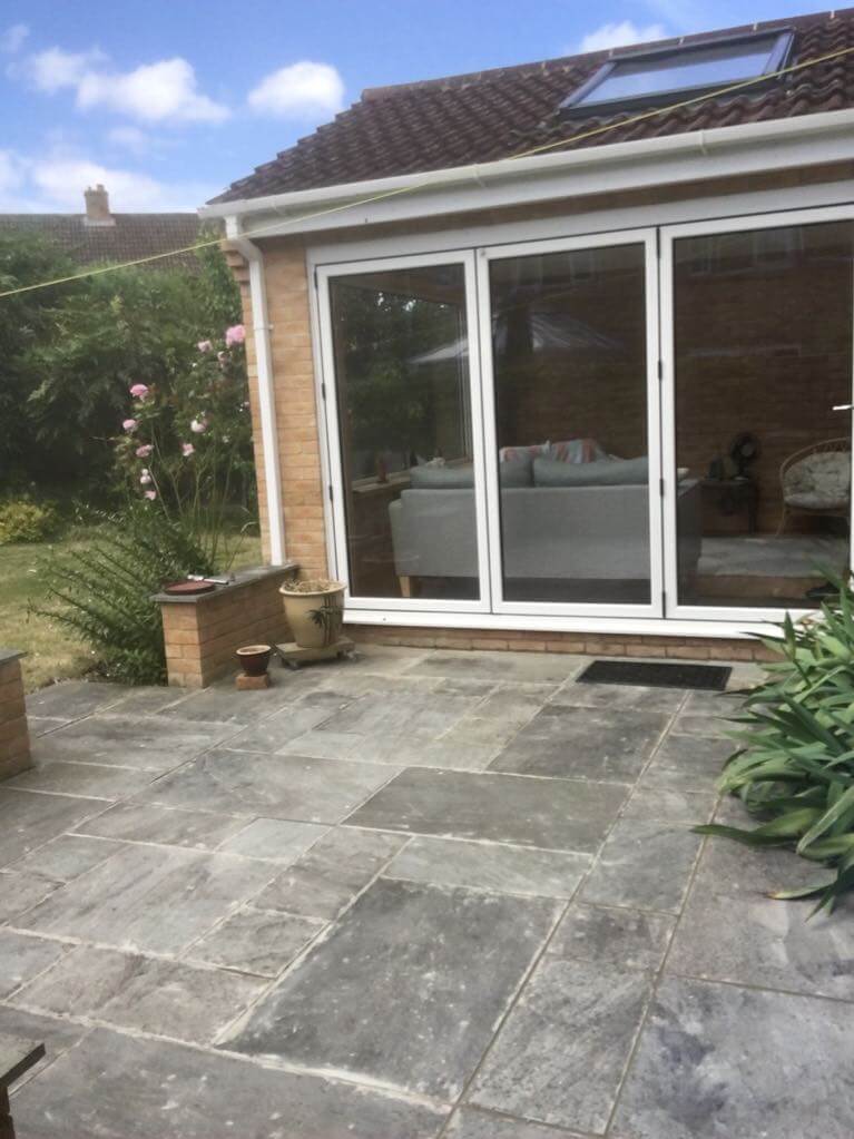 Garden maintenance result: new lawn with tidy borders